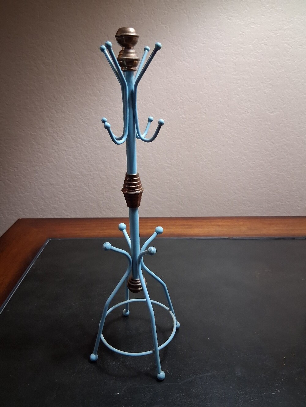 VINTAGE 1950s Blue Metal Jewelry Stand - Decorative Home Accents